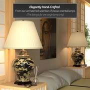 Oriental Furniture 28 Black and Tan Floral Bouquet Vase Lamp, oriental design, any occasion, any room, traditional décor