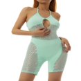thumbnail image 3 of Combinaison Courte Sexy Ajourée pour Femmes, Col Halter, Dos Nu, Bodycon, Combinaison Y2K, 3 of 7