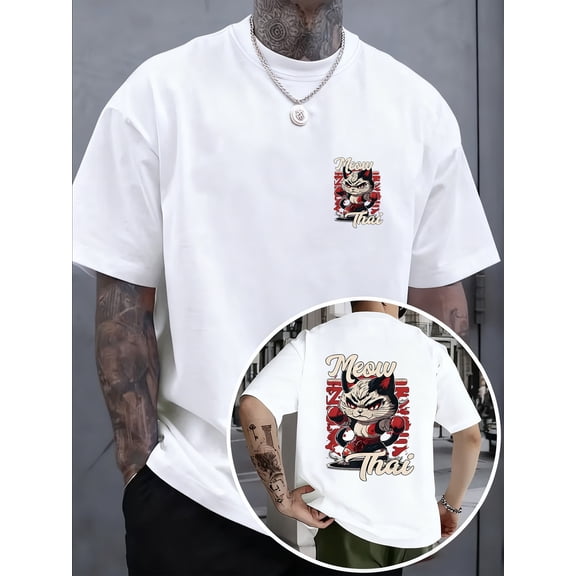 short sleeve t shirt 100 cotton 210sided print front and back print design round neck casual mens fashion t shirt comfortable for