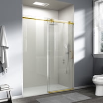 SESSLIFE 56–60"Wx76"H Frameless Sliding Shower Door, 1/4 Inch Adjustable Bathroom Doors with Tempered Glass, Anti-Leak Seal for Walk-in Shower, Golden