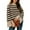 A Khaki, variant on DOKOTOO Womens Striped Sweater Mock Neck Ribbed Knit Top Baggy Jumper Top Bell Sleeve Pullover Sweaters Soft Casual Winter Tops Side Split Sleeve Jumpers