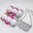 thumbnail image 3 of 6 rollos de hilo metálico para tela, para tejer bolsos, zapatos, ganchillo y punto, hilo plano de imitación de cuero con purpurina para camisetas, 3 of 4