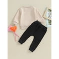thumbnail image 4 of Wassery Baby Boys Girls Fall Outfits Clothes 6M 12M 18M 24M 3T Kids Boys Girls Long Sleeve Letter Print Sweatshirt and Long Pants Casual Autumn Clothing for Toddler Boys Girls, 4 of 9
