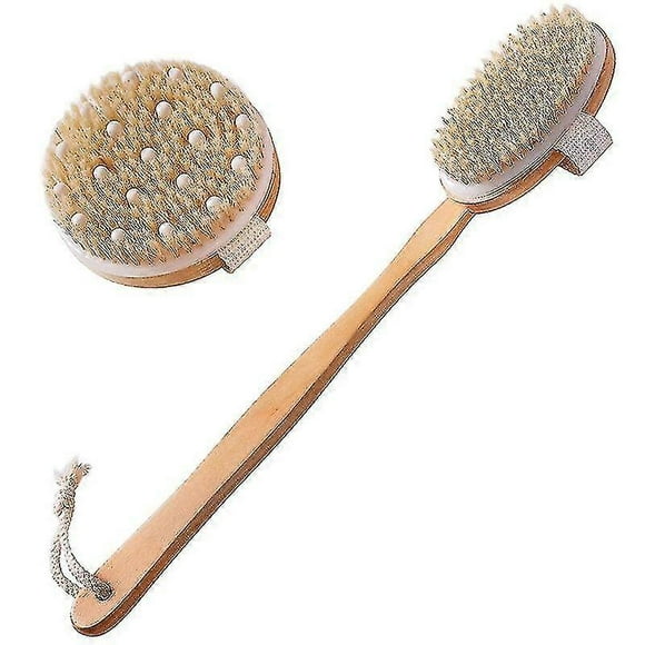 Dry Brushing Body Brush Set Of 2, Dry Skin Exfoliating Brush, Handle Back Scrubber For Shower, Dry