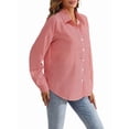 thumbnail image 2 of Camisas de Mujer con Botones, Casuales, de Larga, A Cuadros, con Estampados, Blusas Holgadas con Cuello A . Rojo M, 2 of 10