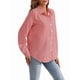 thumbnail image 2 of Camisas de Mujer con Botones, Casuales, de Larga, A Cuadros, con Estampados, Blusas Holgadas con Cuello A . Rojo M, 2 of 10