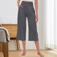 thumbnail image 2 of Women's Pants Fashion Casual Pants For Women Stretch Knit Elastic Waist Slant Pocket Loose Running Yoga Casual Capri, 2 of 7