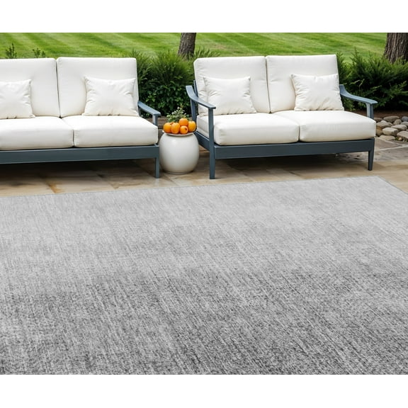 HomeRoots 588229 8 x 10 ft. Abstract Washable Indoor & Outdoor Rectangle Area Rug, Gray & Silver