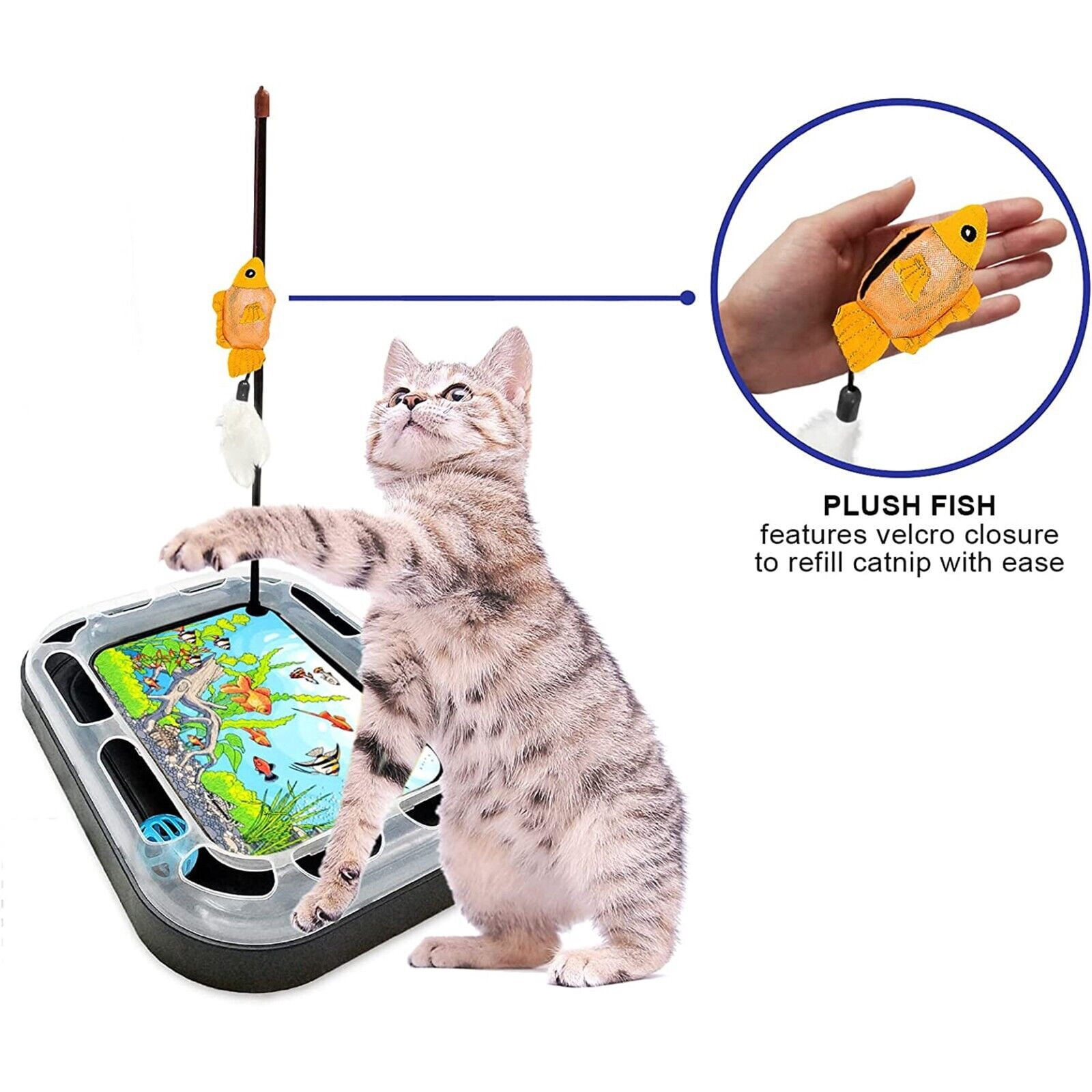 Cat Scratcher Toy with Scratching Board and Fish Aquarium Design