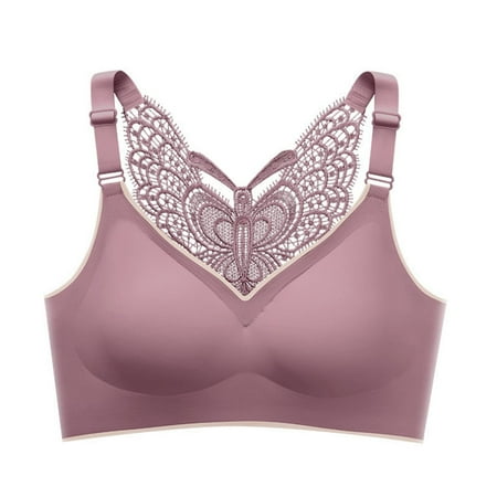

DNDKILG Underwire Full Coverage Bra Bras for Women with Butterfly Straps Purple M