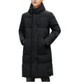 thumbnail image 2 of Tawop Coats for Men Thick Long Sleeve Zip with Hood Pockets Casual Long Length Solid Mens Clothing,Black,L, 2 of 9