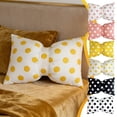 thumbnail image 5 of Stripe Bow Decorative Throw Pillow 50 X 33 Cm, Soft Velvet Lumbar Cushion For Couch Bed Or Sofa, Polka Dot Accent With 3D Bow, Durable Polyester, Easy Clean, Stylish Living Room Accent, 5 of 5