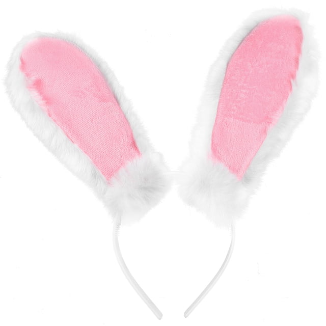BRIGHTFUFU Diadema con orejas de conejo de peluche, adorable broche para el pelo con orejas de conejo de Pascua, recuerdo de fiesta de Pascua