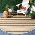 thumbnail image 2 of Safavieh Courtyard Caroline Striped Indoor/Outdoor Area Rug, Brown/Bone, 5'3" x 5'3" Round, 2 of 10