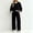 Black, variant on Qiggri Women's 2 Piece Set Color Block Crew Neck Sweatshirt Elastic Waist Wide Leg Pants Lightweight Co‑Ord Tracksuit with Side Pockets for Coffee Run Daily Errands L