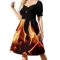 thumbnail image 2 of Vestido de manga corta con rayas negras y amarillas para mujer Vestidos de mujer Vestido, 2 of 7