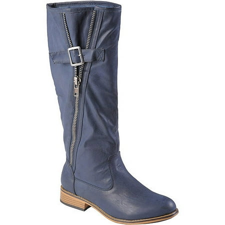 Brinley Co Women's Ashley Round Toe Buckle Detail Boots