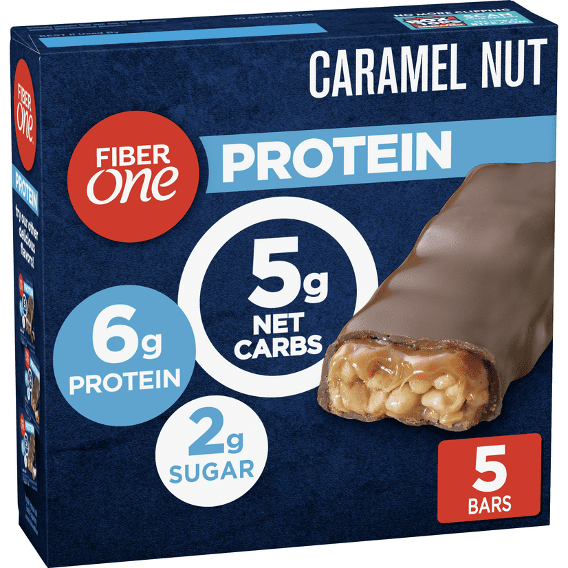 Fiber One Protein Bar, Caramel Nut Chewy Bars, 5 Fiber Bars, 5.85 oz ...