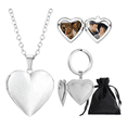 thumbnail image 1 of 2pcdije Collar Relicario Corazón Para Fotos Acero Inoxidable Xtellar plateado, 1 of 4