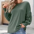 thumbnail image 3 of Yokua Long Sleeve Tops for Women O-neck for T Shirts Blouse Ruffle Lantern Sleeve Tee, 3 of 12