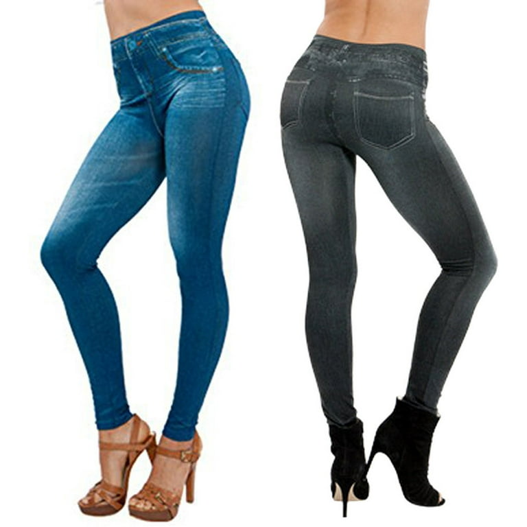 2 Women Stretchy Denim Jegging Jeans High Waist Tummy Control