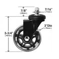 thumbnail image 4 of Slipstick 3" Floor Protecting Rollerblade Office Chair Wheels 7/16" Stem, Black, Set of 5, 4 of 5