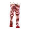 thumbnail image 2 of Chaussettes de Sol Chaudes pour Femmes en Molleton Corail Épaissi à Rayures Dessin Animé 2 Pcs Bas Bas Bas de compression Rouge, 2 of 3