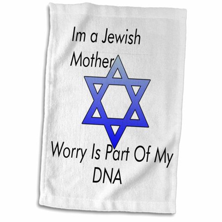 3dRose Image of Words Jewish Mother Worry Part Of my DNA With Star - Towel  15 by 22-inch (twl_307333_1)