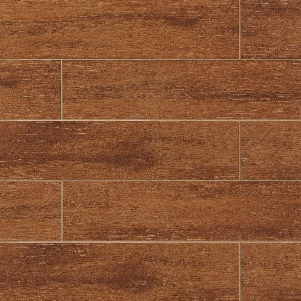 Prestige 6-in x 24-in Wood Look Porcelain Field Tile in Cherry (12 SqFt