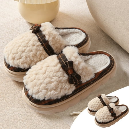 

Slippers For Women A Pair Of Lazy Slippers Curly Cozy Flat Slide Slippers Comfy Soft Non-Slip House Shoes Indoor And Outdoor Warm Gift Menrkoo