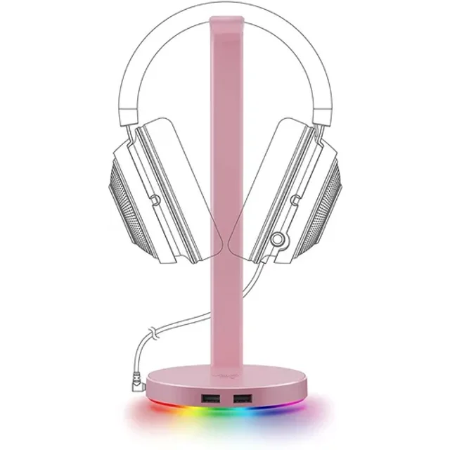 Soporte De Audifono Razer Base Station V2 Chroma Rgb Hub Usb Rosa Razer Base Station V2 Chroma