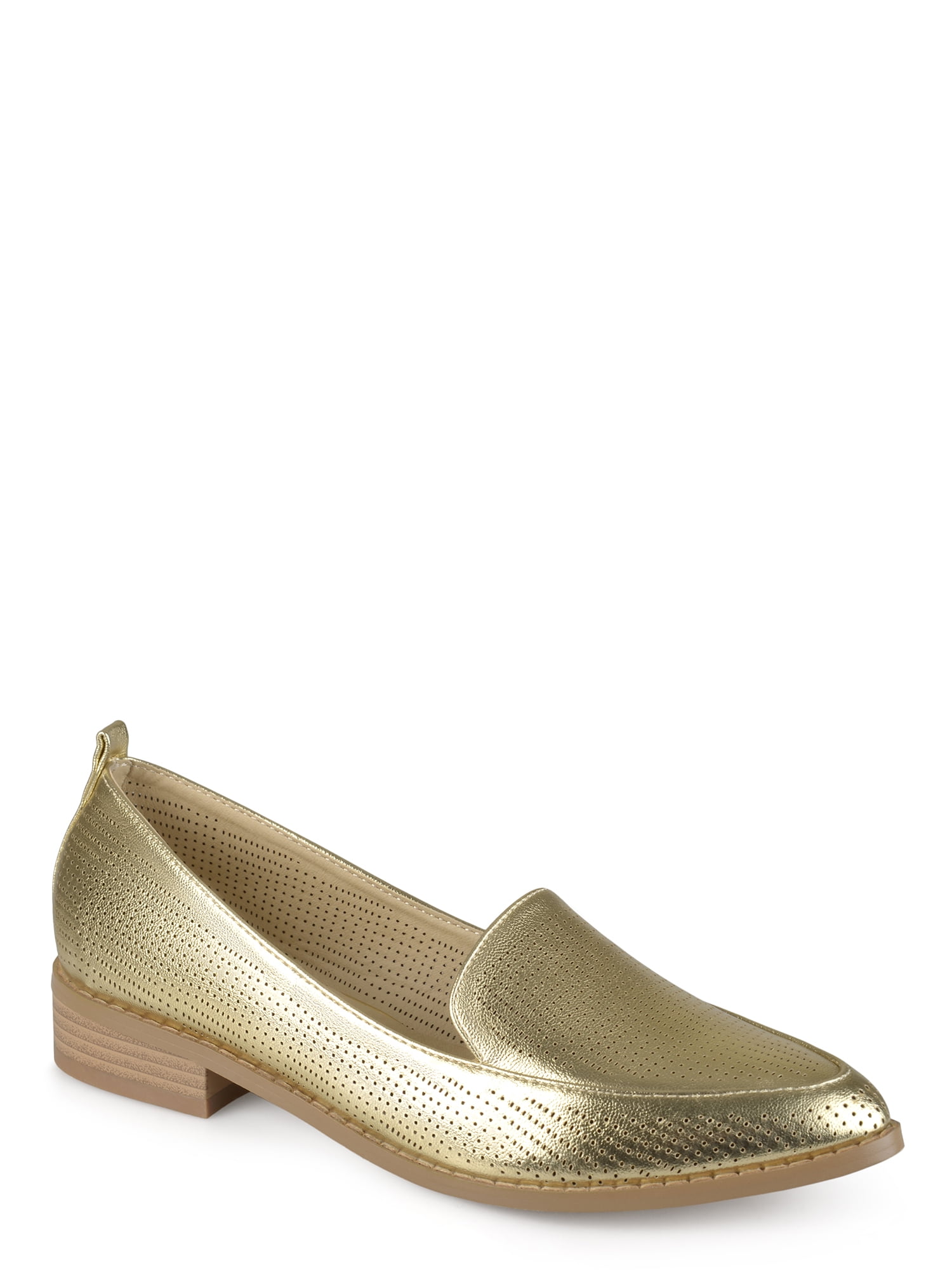 stacked heel loafers womens