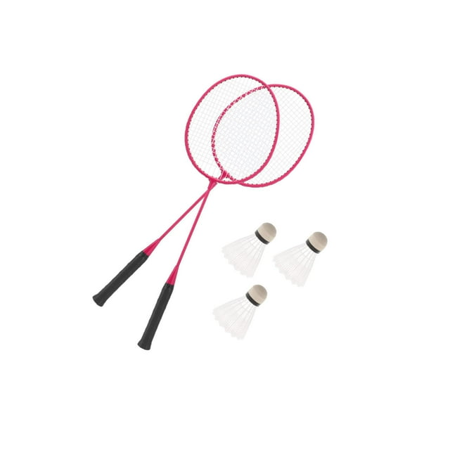 Maoww 2Pcs Badminton Rackets with 3 Nylon Racquets Blue Training Badminton Family Balls Pink 67cm
