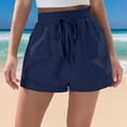 thumbnail image 2 of Audhol Linen Shorts for Women! Womens Casual Linen Shorts High Waisted Wide Leg Cute Summer Beach Shorts with Pockets Summer Shorts for Women Blue S, 2 of 5