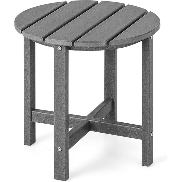 ZYPPPA Round Outdoor Side Table, 18 Inch Weather Resistant HDPE Adirondack Table, Outdoor Indoor Chairside End Tables, Patio Side Table for Lawn Garden Balcony Backyard, Easy Assembly (1, Gray)