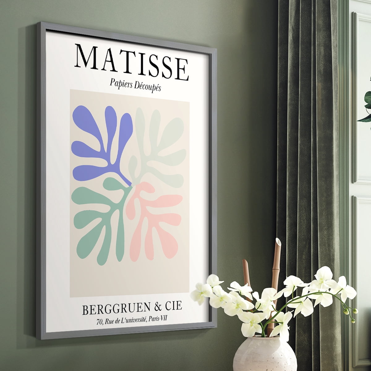 Matisse DIV Framed Print in Gray Solid Wood Framed Print No Nail Hanging