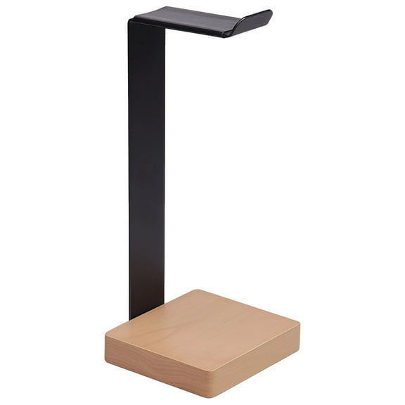 Wooden Headphone Stand for Desk with Metal Frame, Stable Square Base with Non-Slip Design, Compatible with Most Headsets, Ideal for Gaming and Home Offices