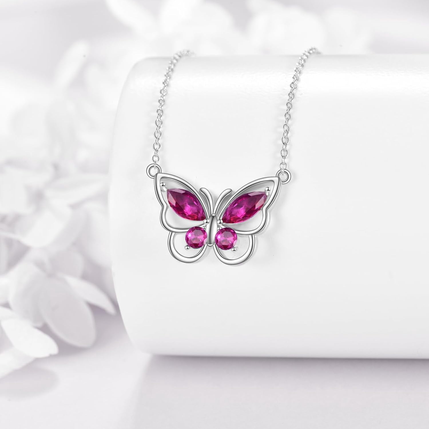 Butterfly Necklace for Women 925 Sterling Silver Crystal Butterfly Pendant Birthstone Amethyst Jewelry Gift