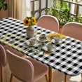 thumbnail image 3 of Sunflowers Table Cloths for 8 Foot Rectangle Tables, Spring Summer Bees Floral Black Plaid Patio Waterproof Elastic Fitted Tablecloths, Washable Rectangular Table Cover for Camping, 3 of 8