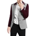 thumbnail image 2 of INSPIRE CHIC Men's Plaid Pattern Blazer Slim Fit Casual Sports Coat M Burgundy and White, 2 of 7