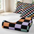 thumbnail image 4 of Manfei Classic Plaid Quilt Full,Vintage Checkered Full Bedspread Sets,Black Orange White,3 Pieces,1 Coverlet and 2 Pillowcases, 4 of 7