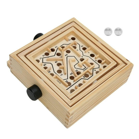 AMERTEER Large Wooden Wooden Maze Game With Two Steel Marbles Puzzle Game For Elderly Kids