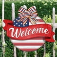 thumbnail image 2 of Designocracy 933103H 18 x 18 in. American Flag Porch Wreath Welcome Sign Holiday Wooden Door Decor, 2 of 9