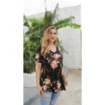 thumbnail image 6 of VOIANLIMO Womens Plus Size Casual Tops V Neck Short Sleeve Shirt Floral Blouses Tunic Tops M-4X, 6 of 9