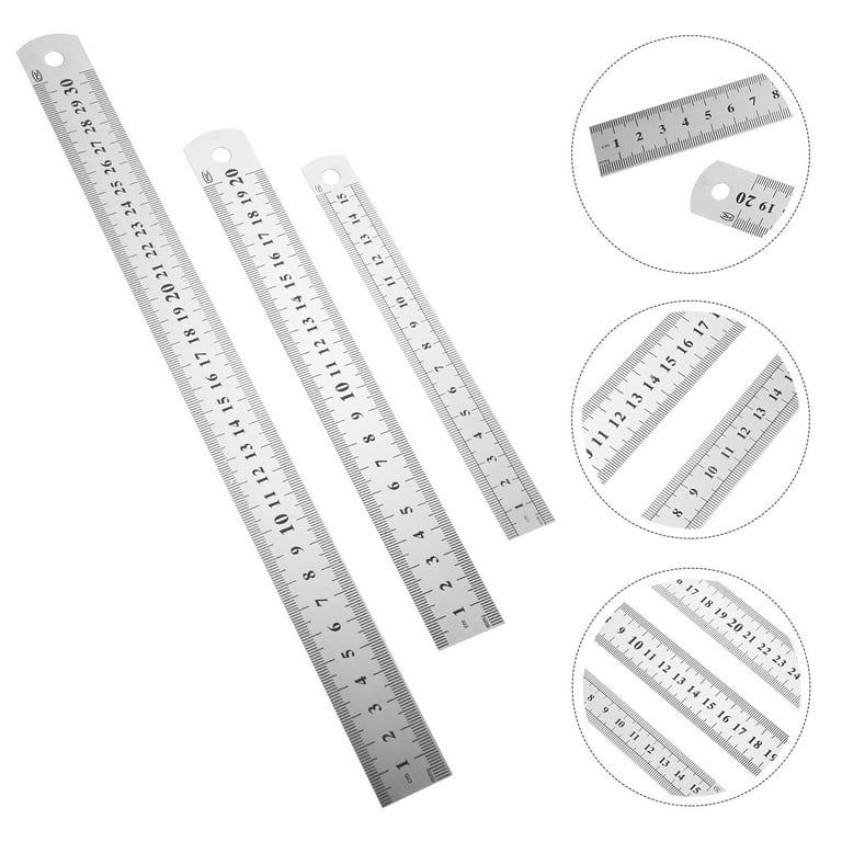 3Pcs Drawing Ruler Geometry Measurement Ruler Double Side Ruler Straight  Ruler