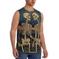 thumbnail image 2 of Balery Romantic Skeletons Under Moon Camisetas sin mangas para hombre, absorbe la humedad y protege contra el mal olor.-Large, 2 of 7