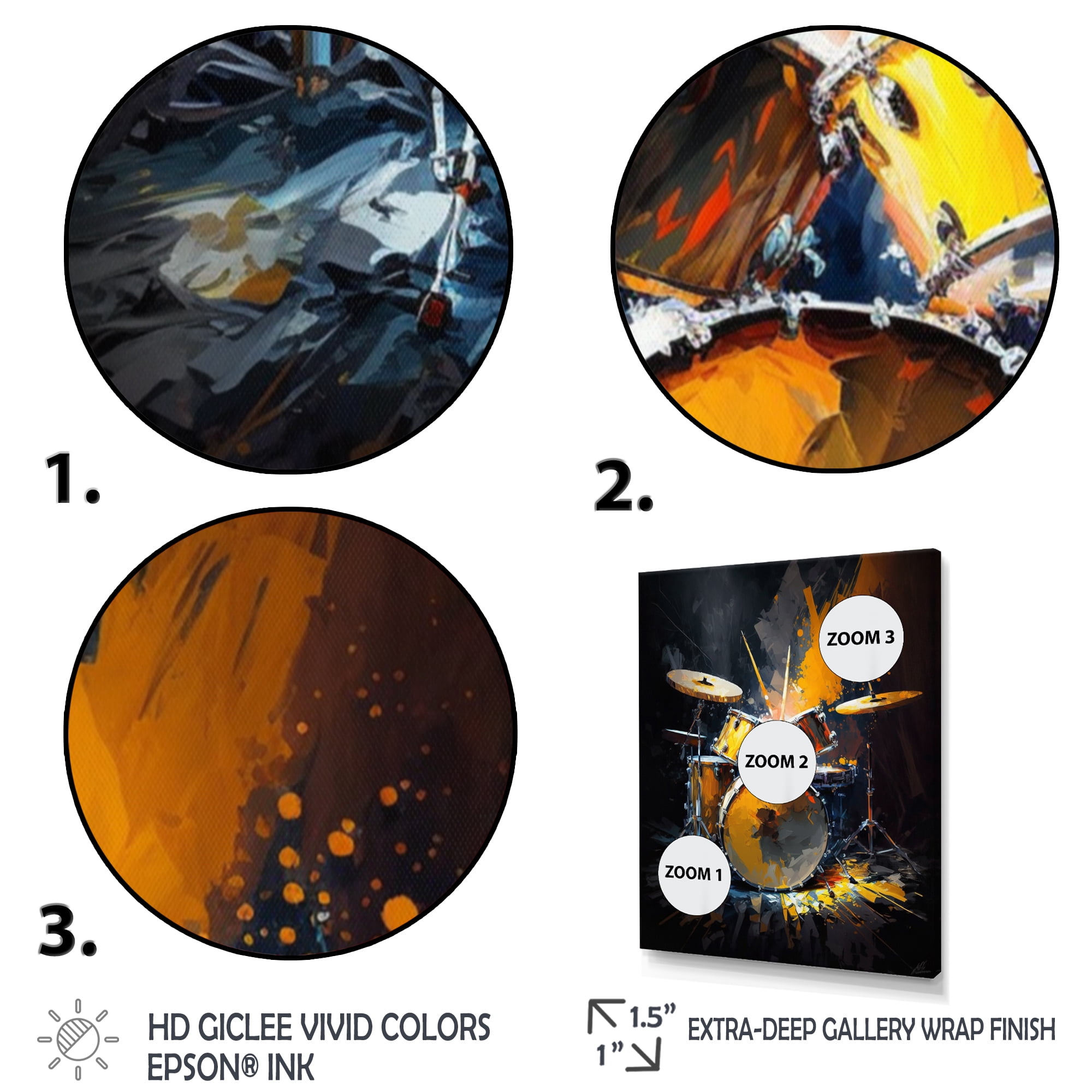 Designart Drums On Stage I Canvas Wall Art