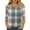 Dark Gray, variant on Women's Fashion Casual Three-Quarter Sleeve Button Plaid Striped Print Round Neck Top, Chic Blouse for Women,Gray,S