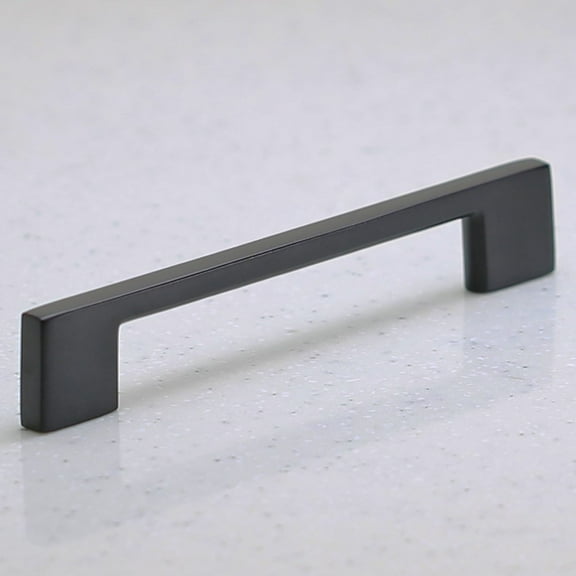 Hamilton Bowes Matte Black Cabinet Hardware Pull 128mm (approx. 5" Inch) Hole Centers 6-1/4 Overall Length Modern Basic