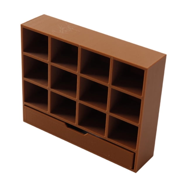 Vitrina en miniatura a escala 1/12, miniorganizador, vitrina para manualidades, con 12 cuadrículas. marrón claro